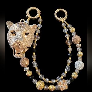 Elegant Gold Panther Bag Charm